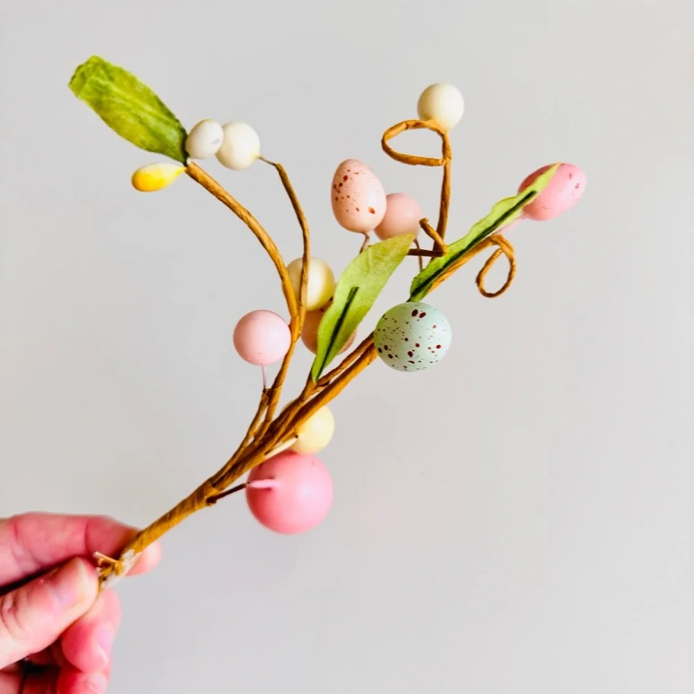 Pastel Easter Egg Floral Pick Green Leaves Stem Spring Eggs Arrangement